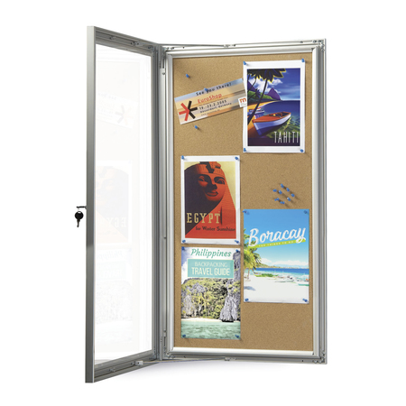 Azar Displays Medium Enclosed Cork Bulletin Board w/ Lock & Key 300232